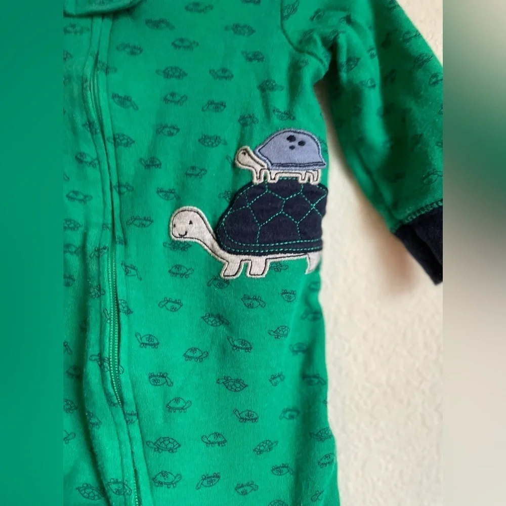 Carter's Green and Navy Turtle Footie size 6M
